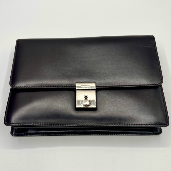 Gucci Brown Leather Clutch with Retractable Wristlet Strap - EUC - Picture 1 of 15